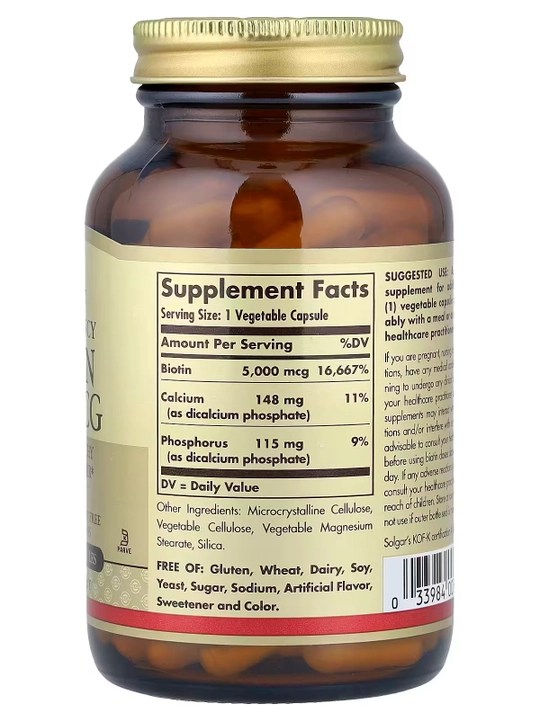 Biotin, Solgar, 5000 mkg, 100 kapsula