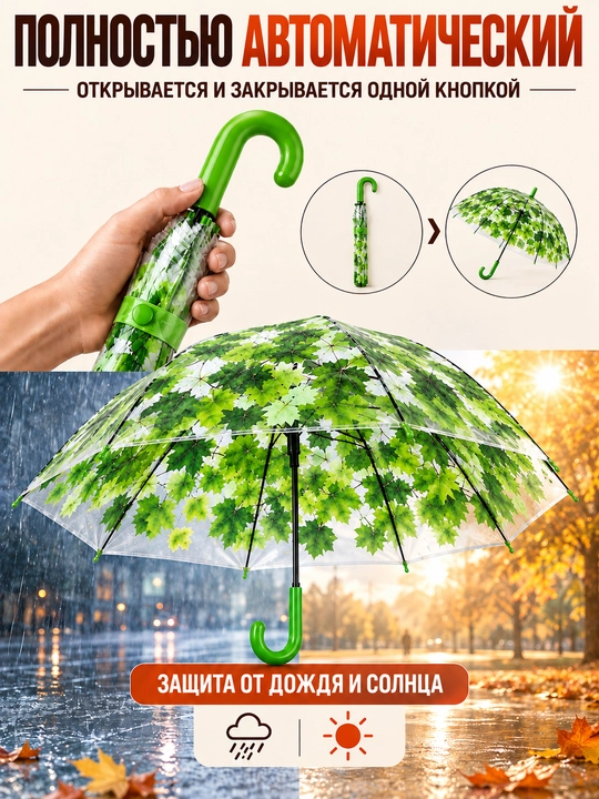 Ayollar uchun avtomatik kuzgi soyabon - shamoldan himoyalovchi