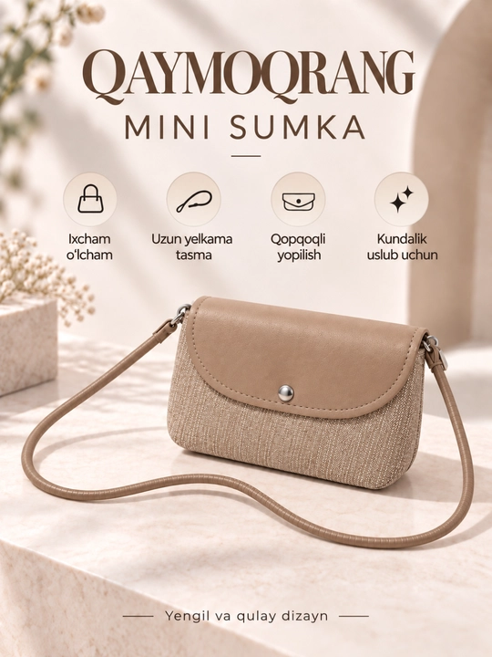 Ayollar uchun 2 dona sumka to‘plami: shopper va yelkama mini klatch sumka