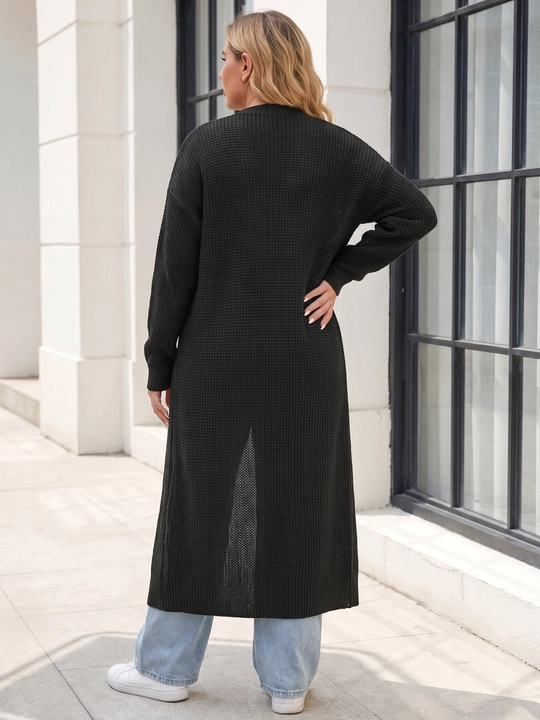 Ayollar uchun uzun to‘qima kardigan, oldi ochiq, tugmasiz — ELLY FASHION