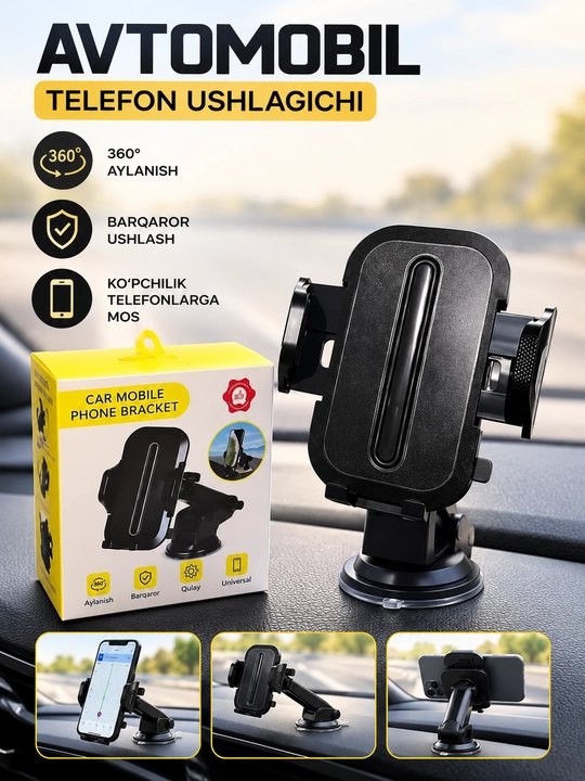 Avtomobil uchun universal telefon ushlagich, telefon tagligi