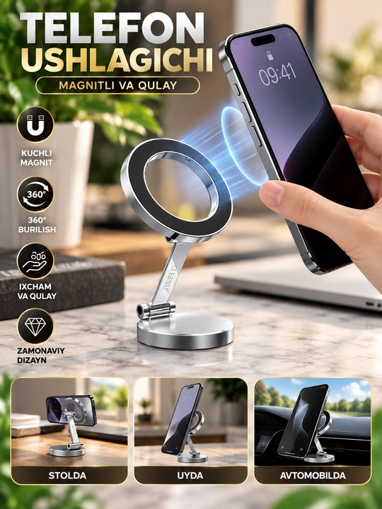 Avtomobil uchun universal telefon ushlagich, telefon tagligi - 