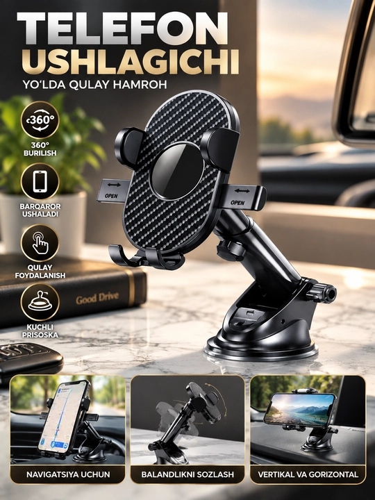 Avtomobil uchun universal telefon ushlagich, telefon tagligi - 