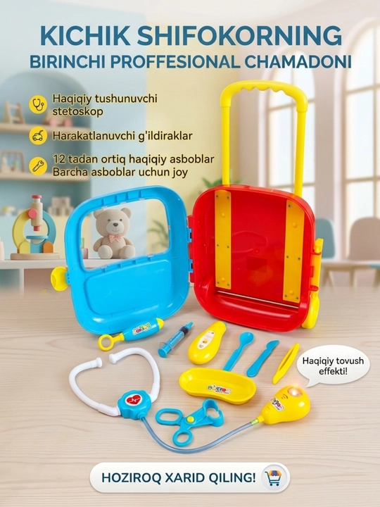 Bolalar uchun interaktiv "Doctor Play Set" – Shifokor chamadonchasi