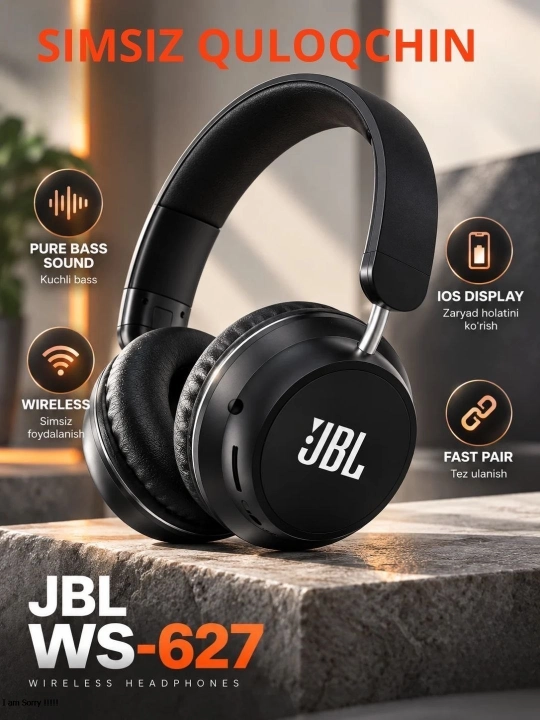 JBL Simsiz Quloqchin Bluetooth Stereo Bass, Mikrofonli, iOS va Android uchun