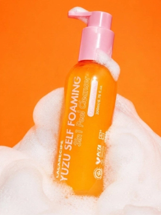 LALARECIPE Yuzu Self Foaming 3 ta 1 da AHA BHA PHA, yuz yuvish ko'pigi, 200 ml - 