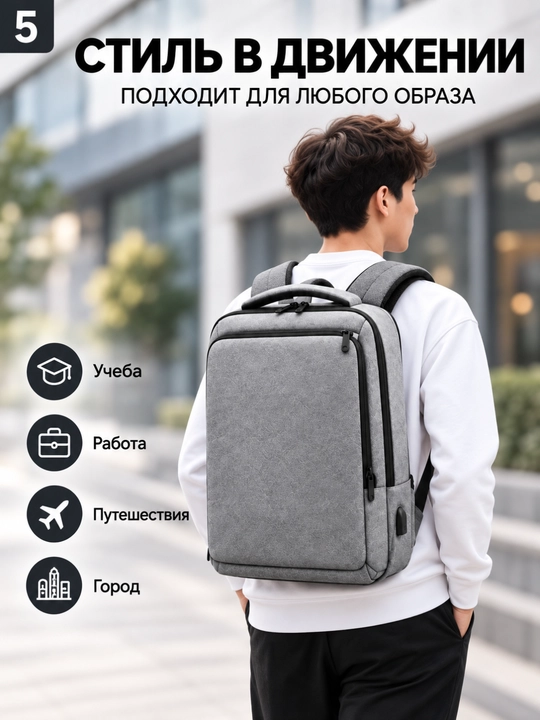 Мужской рюкзак, сумка для ноутбука с USB-портом, для работы и путешествий