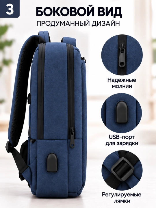 Мужской рюкзак, сумка для ноутбука с USB-портом, для работы и путешествий