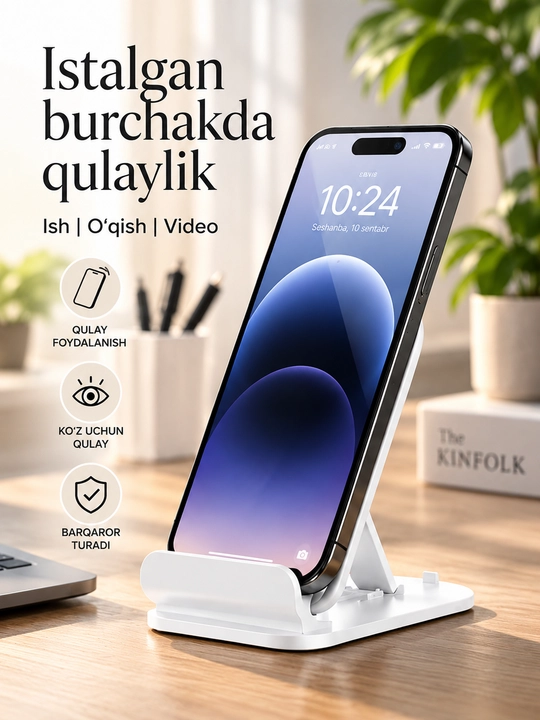 Telefon va planshet ushlagichi, sozlanadigan, buklanadigan telefon ushlagichi
