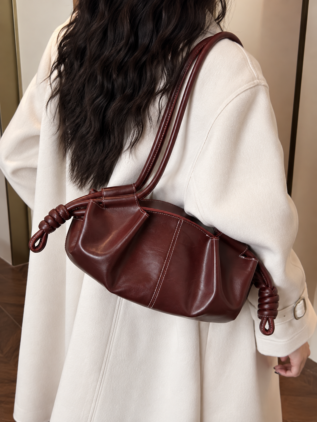 Zara uslubidagi ayollar sumkasi, eko-charm tote, uzun dastakli, yelkaga