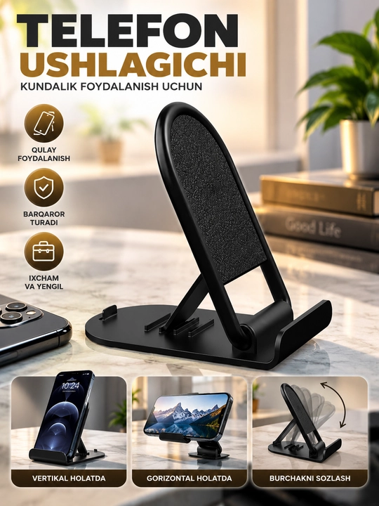 Telefon va planshet ushlagichi, sozlanadigan, buklanadigan telefon ushlagichi - 