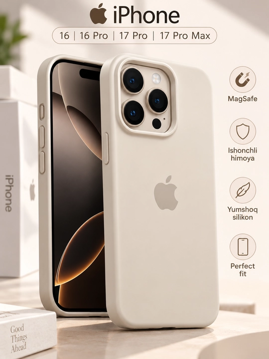 IPhone 16/17 Pro va Pro Max uchun silikon g‘ilof, MagSafe
