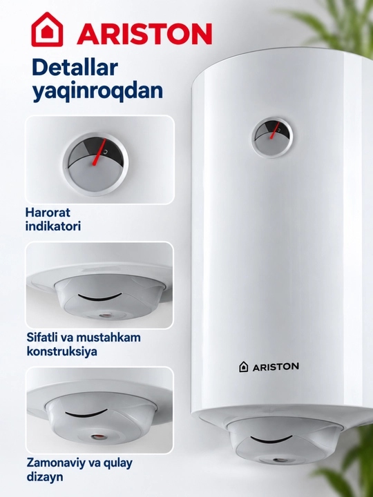 Ariston 100L elektr suv isitgichi, vertikal, 3 yil servis