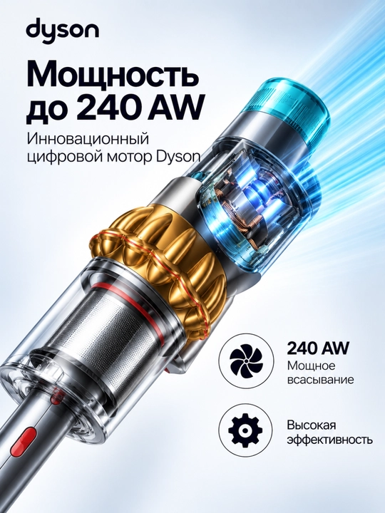 Dyson V15 Detect Submarine — беспроводной моющий пылесос 3-в-1, 240 AW, HEPA