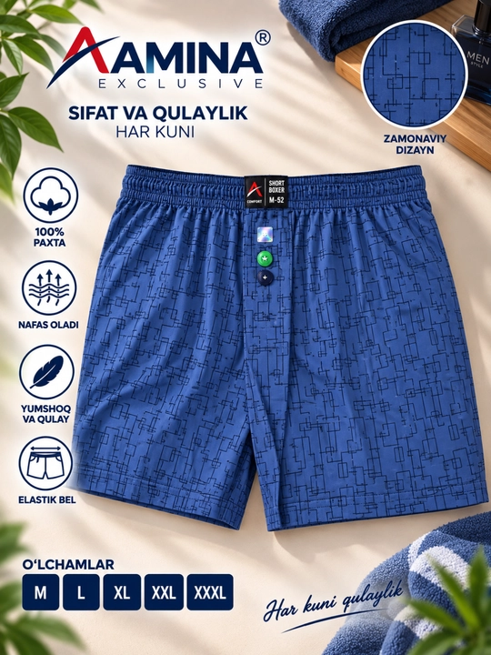 100% paxtadan tikilgan erkaklar ichki kiyimi, 2 dona - qulaylik va sifat