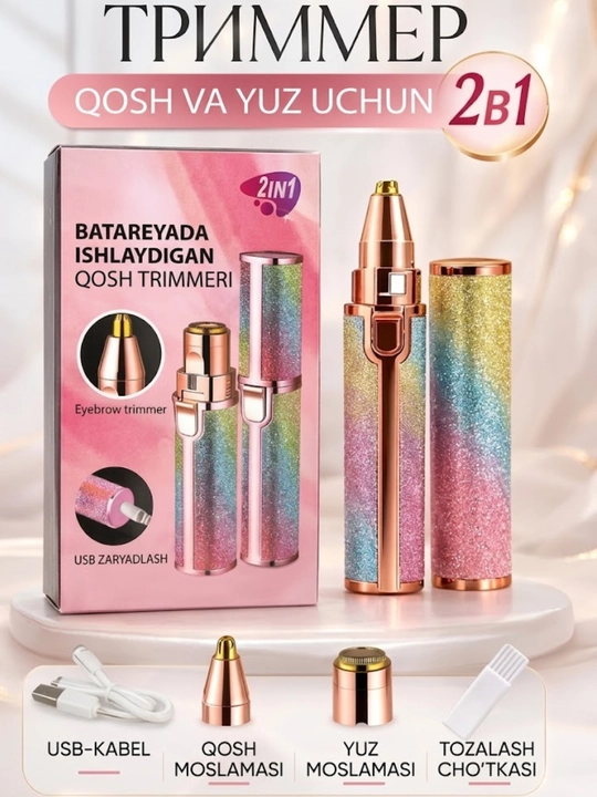 Yuz va tanadagi sochlarni olib tashlash uchun ayollar epilyator-trimmeri - 