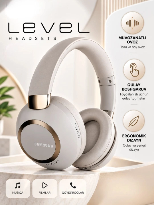 Samsung Level simsiz quloqchin Bluetooth Stereo, mikrofonli, iOS va Android uchun