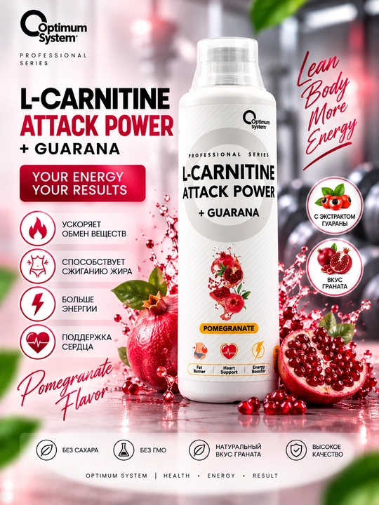 Optimum System L-Carnitine Attack Power 500 мл — жидкий L-карнитин - 