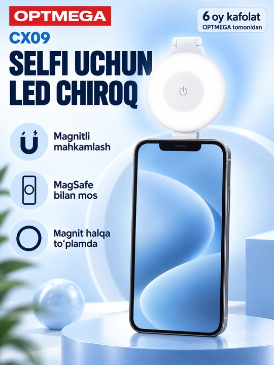 Telefon uchun qisqichli selfi lampasi
