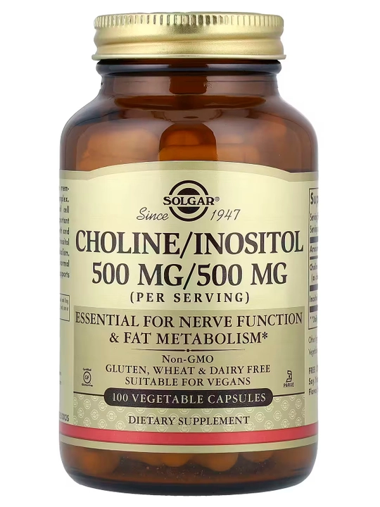 Xolin va Inozitol, Solgar, 500 mg / 500 mg, 100 kapsula