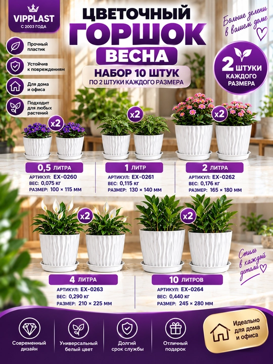 Цветочные горшки 2 варианта набора