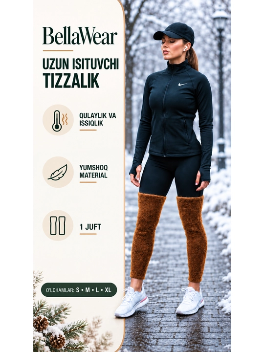 Ayollar va erkaklar uchun uzun isituvchi tizzalik, yumshoq va elastik, 1 juft