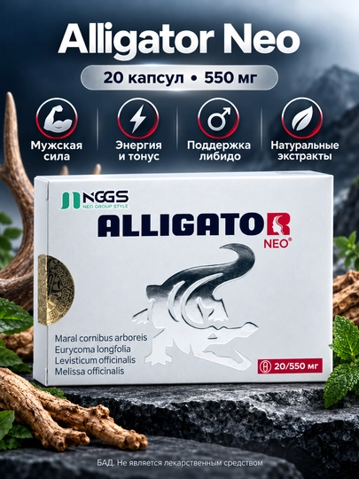 Капсулы для мужского здоровья Alligator Neo (Аллигатор Нео), 20 капсул 550 мг