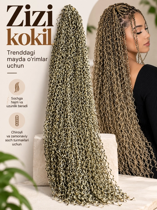 Kanekalon zizi afrika kokillar, bali curls va zizi ulama sochlar - 
