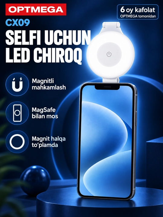 Bluetooth bilan jihozlangan monopod selfi tayoqchasi va halqasimon selfi chirog‘i, LED yoritgichli shtativ