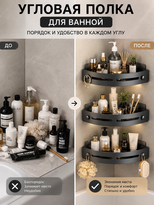 Полка для ванной, полка, полки, органайзер для ванны, этажерка для ванной,  пластик