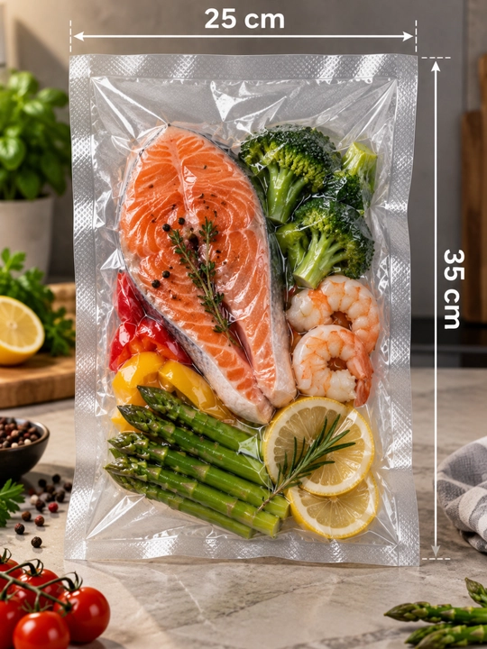 Vakuum paketlar oziq-ovqat uchun, relyefli, vakuumator uchun, to‘plam