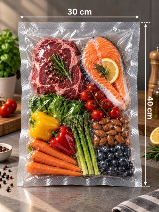Vakuum paketlar oziq-ovqat uchun, relyefli, vakuumator uchun, to‘plam