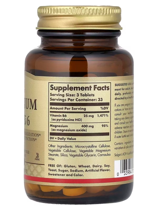 Magniy va B6 vitamini, Solgar, 100 tabletka