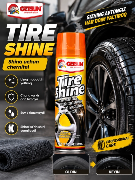 Balon qoraytirgich hamda yaltiratuvchi GETSUN TIRE SHINE 500 ml - 