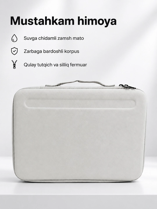 Noutbuk va aksessuarlar uchun zamsh sumka-organayzer, 13-14 va 14-15,6 dyum