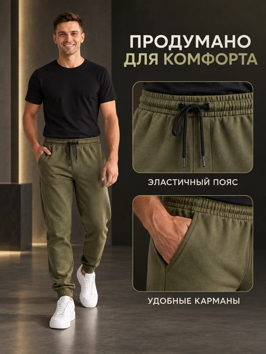 Брюки мужские спортивные, трико, ткань хлопок - 