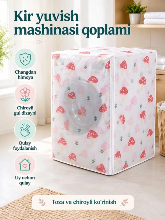 Kir yuvish mashinasi uchun himoya qopqog'i - 100% peva, 58 × 62 × 85 - 