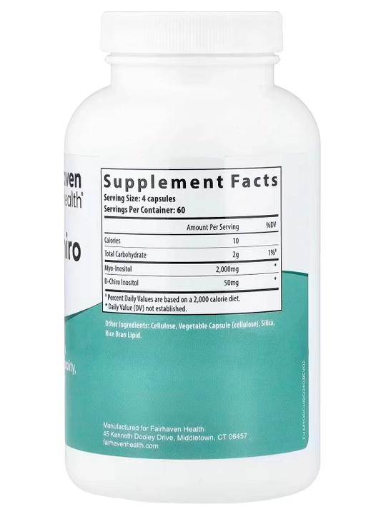 Мио + D-хиро инозитол, Fairhaven Health, 240 капсул