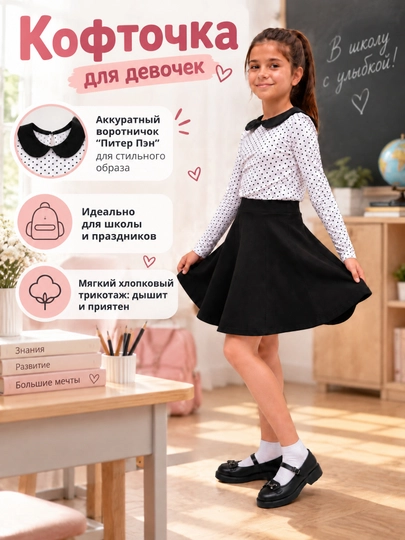 Кофточка для девочек, базовая, универсальная, школьная и повседневная одежда