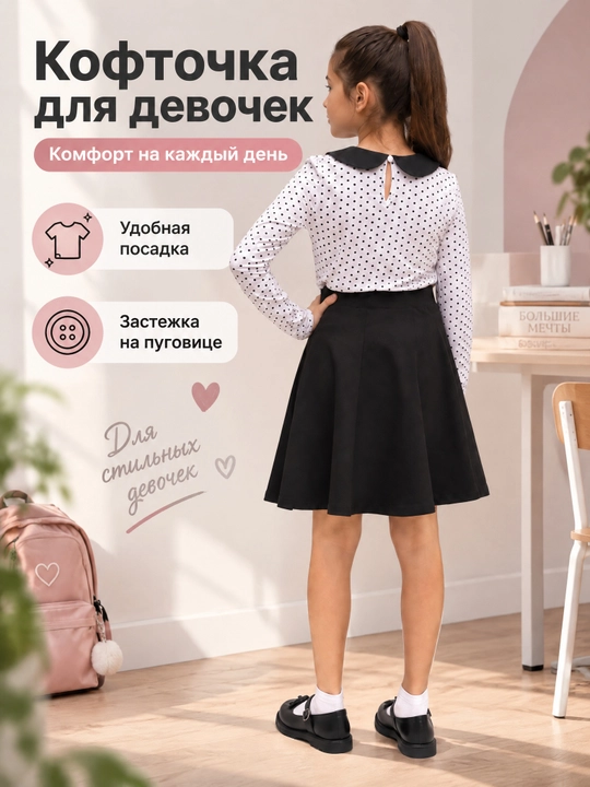 Кофточка для девочек, базовая, универсальная, школьная и повседневная одежда