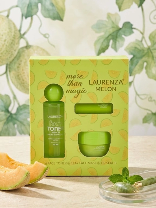Yuz va lab terisini parvarish qilish uchun Laurenza Melon 3 tasi 1 da kosmetik sovg‘a to‘plami - 