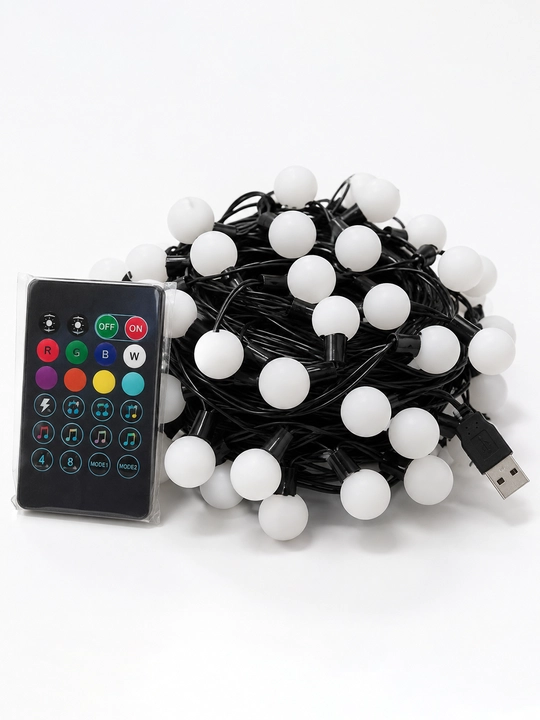 Aqlli RGB sharikli girlyanda 10 m 50 LED pult va ilova orqali boshqaruv bilan