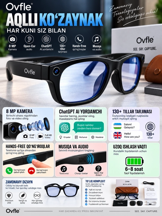 Ovfle — умные очки нового поколения с AI, камерой и открытым аудио