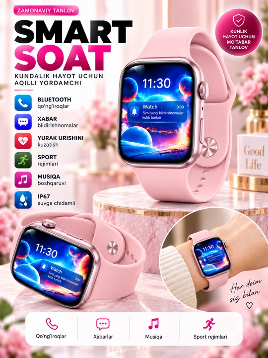 Смарт-часы Smart Watch 8 Big T800 Pro Max, для Android и iPhone, беспроводная зарядка