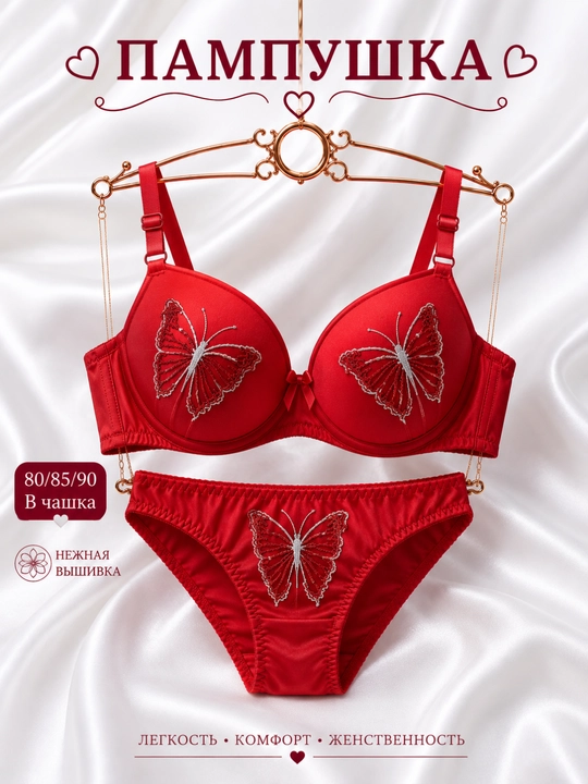 Женский комплект нижнего белья, бюстгальтер и трусы - 
