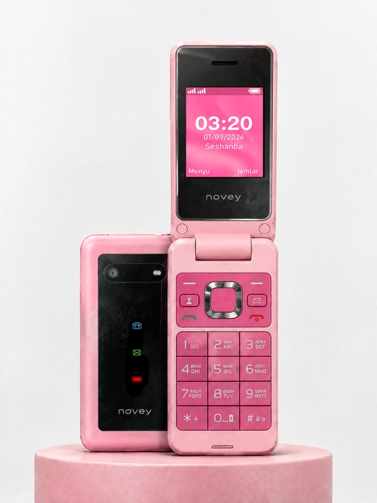 Отличный подарок для девушек - телефон Novey Rose в розовом цвете, 2 SIM-карты, камера