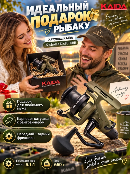Катушка для спиннинга безынерционная для рыбалки KAIDA