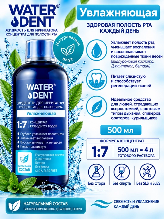 WATER DENT irrigator suyuqligi - og‘iz bo‘shlig‘i uchun konsentrat, 500 ml, 1:7 - 