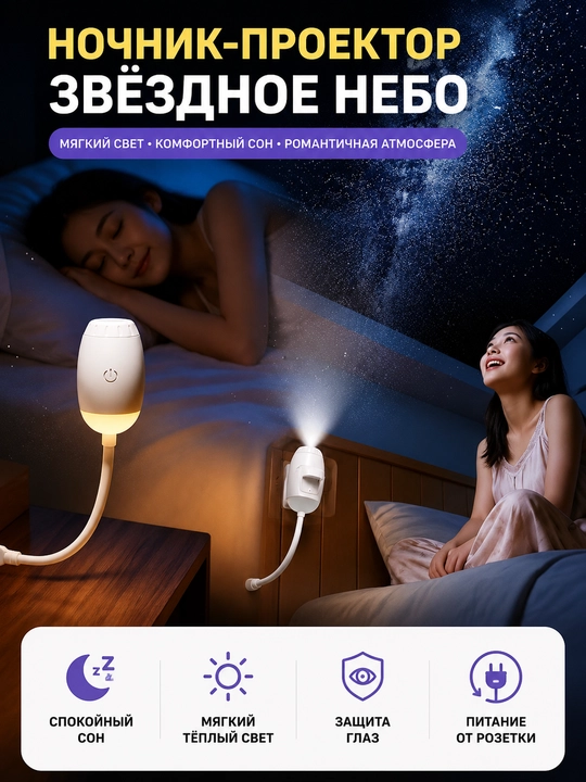 Ночник-проектор звёздного неба с 12 линзами USB