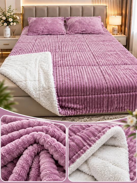 2 kishilik yumshoq adyol komplekti 220x240, 2 ta yostiq jildi 70x70, pushti kulrang